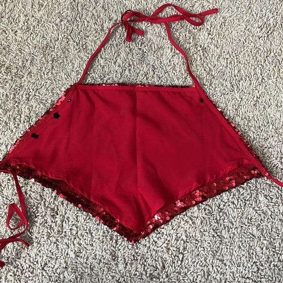 Forever 21 red sequin tie shirt. - Picture 2 of 4